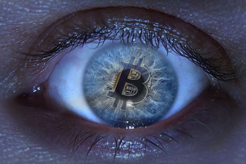 Bitcoin in eye