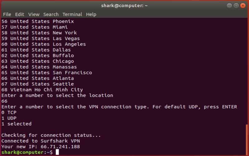 surfshark-linux-choose-location